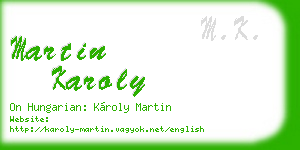martin karoly business card