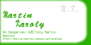 martin karoly business card